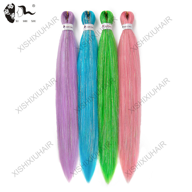 Ez Braids African Dreadlocks Gold and Silver Thread Colorful Braided Crochet Hair Wig Wholesale Easy Briads Hair