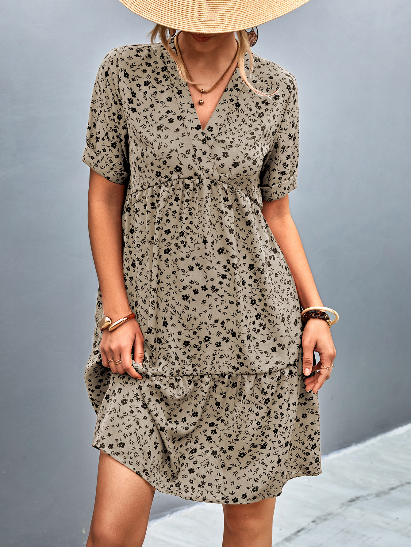 Wholesale Women'S Casual Classic Style Printing Polka Dots Street V Neck Short Sleeve Princess Dress display picture 2