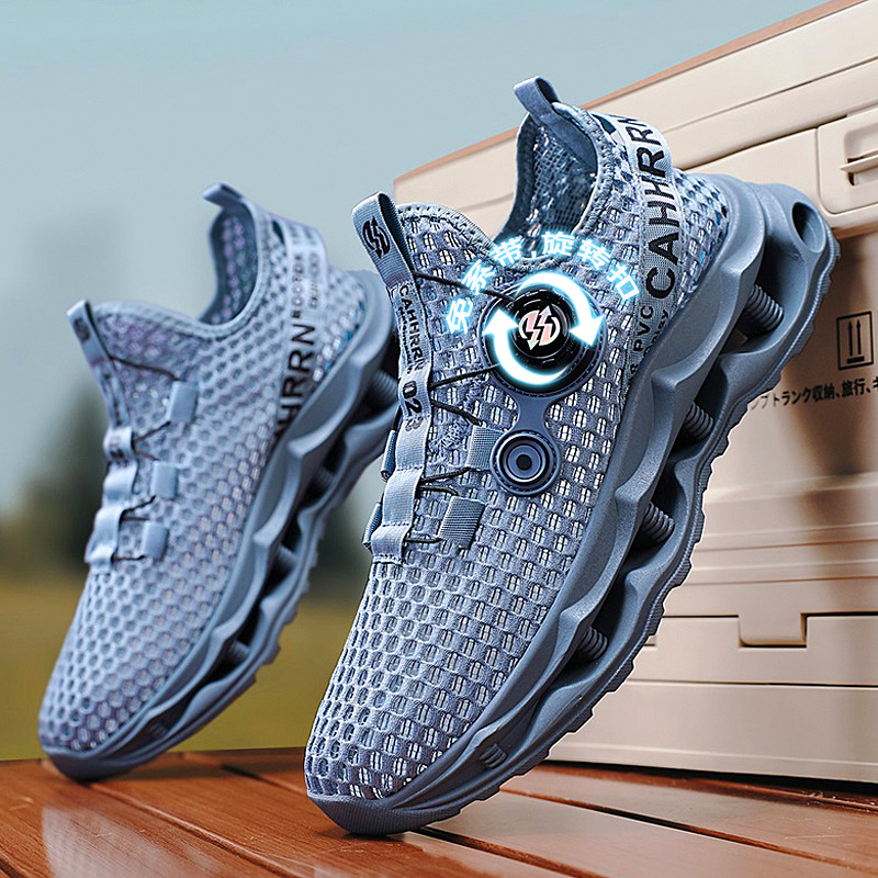 Zapatos deportivos transpirables sin cordones de malla personalizada con hebilla, zapatos perezosos casuales para hombres de todo fósforo de moda