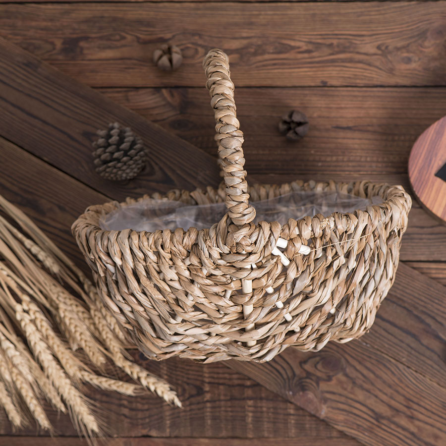 Pequeña canasta de tejido a mano personalizada tela de paja tela de caña tela de sauce tela de tela