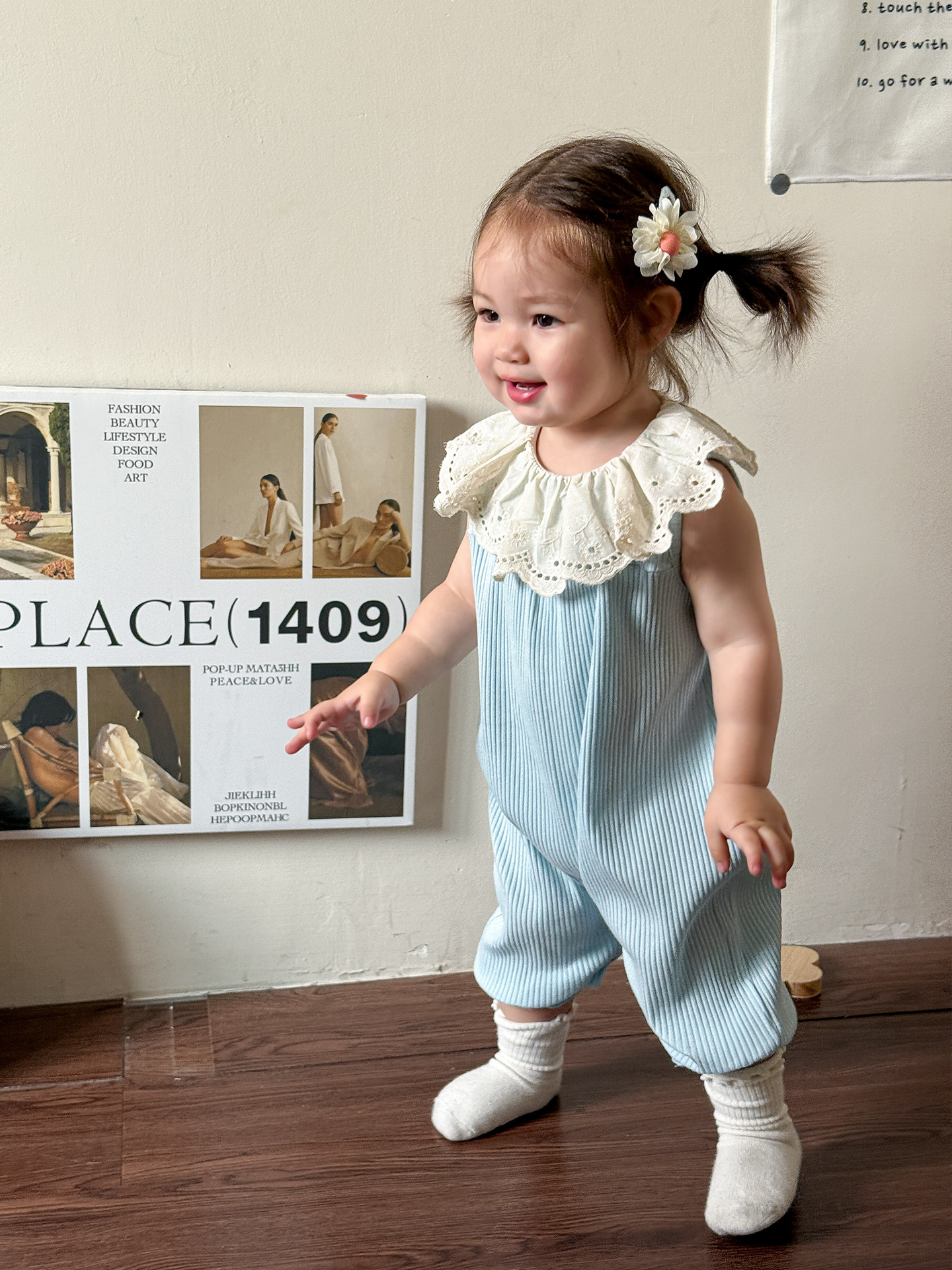 Ropa para niños de caña de pera Ropa para bebés Estilo fino de verano 2025 Nuevos niños Ropa de una pieza para recién nacidos