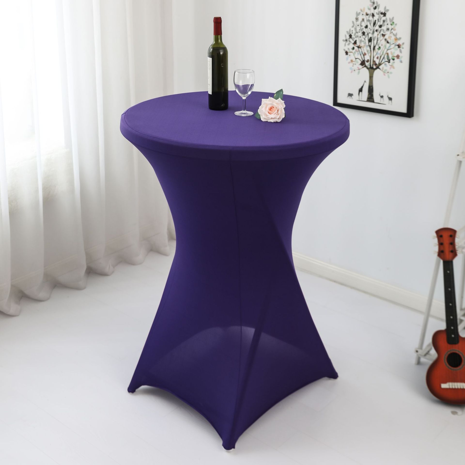 Amazon sólido barra mesa de comedor cubierta de mesa de banquete cóctel cubierta de mesa redonda tela de mesa elástica tabla de pies altos