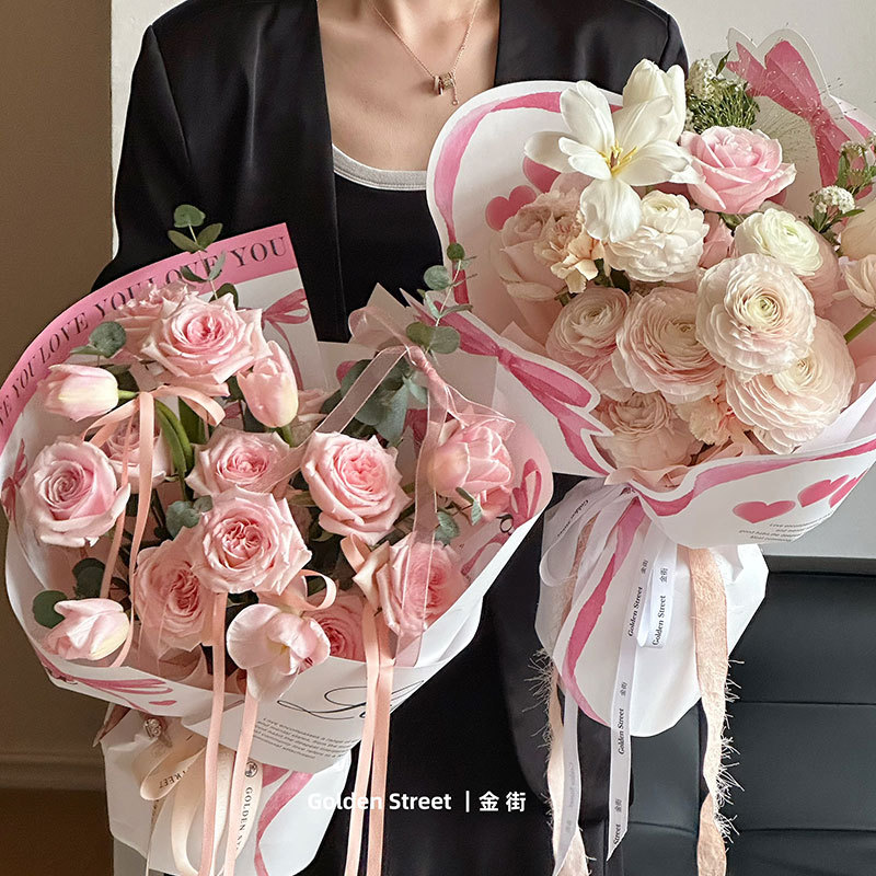 Huaxi dulce estilo de papel kraft día de San Valentín creativo amor estereoscópio florista materiales de arte floral DIY