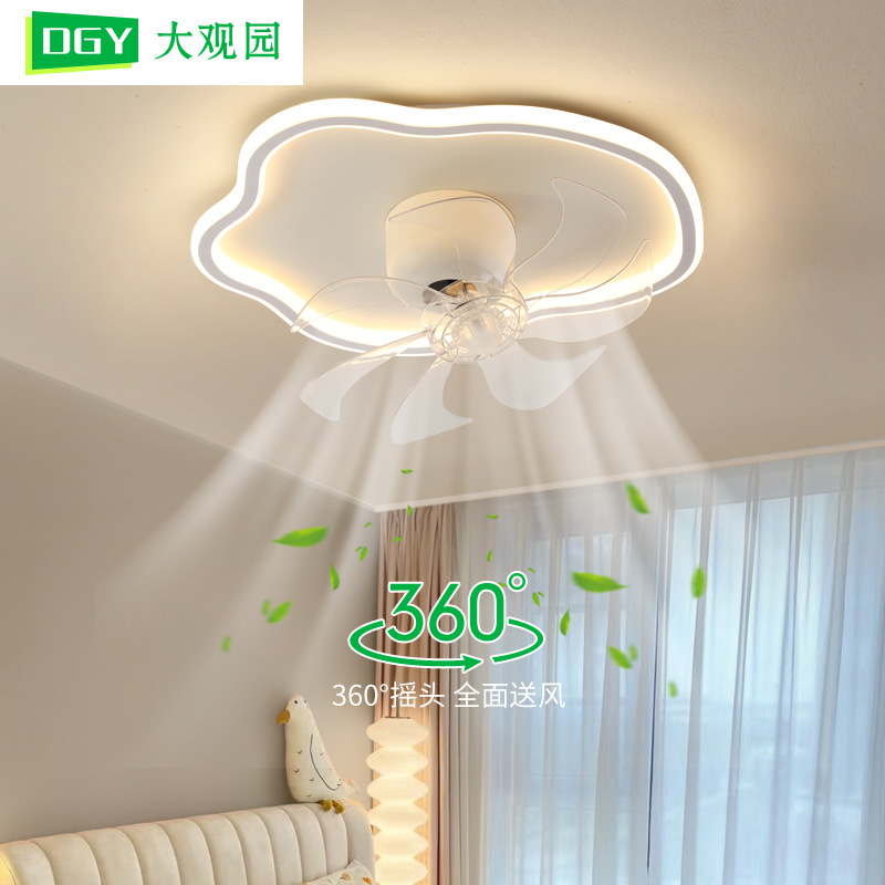 Lámpara de Techo con Ventilador L263 de Hierro y PVC Giratorio para Dormitorio y Cocina