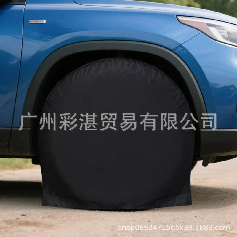 Cross-Border Car Tire Cover with Windproof Hook, Universal Tire Cover, Oxford Cloth Waterproof, Sun-Proof, and Dirt-Proof Spare Tire Cover