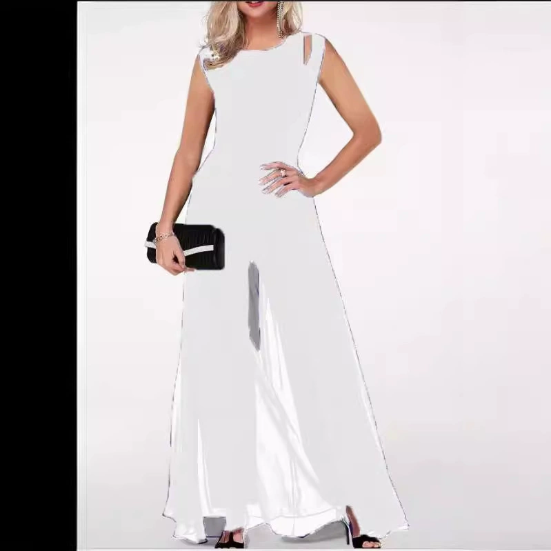 Цветной комбинезон без рукавов, 2023, Amazon, slim fit, round collar