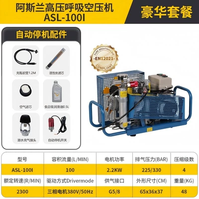 Extinguishing Gas Cylinder Inflator – Hava kompressorları - asl-100i-380v-automatic-shutdown-luxury-package-comes-with-diving-inflatable-head