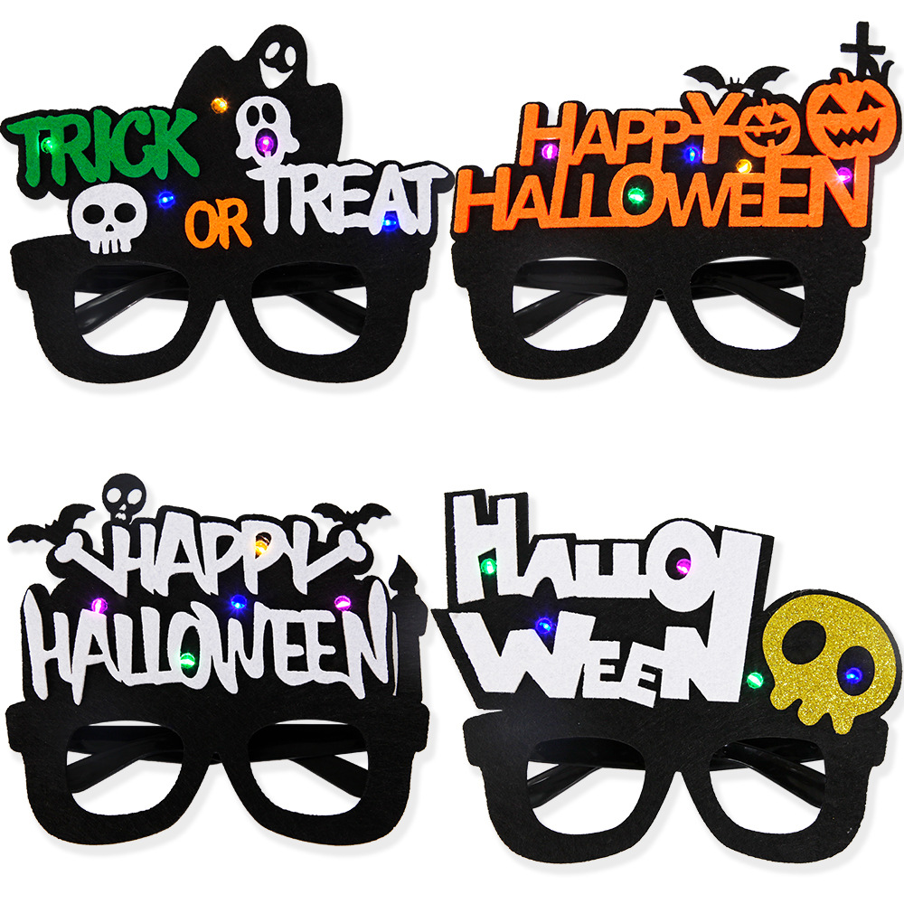 Gafas de calabaza LED con luces para Halloween 2025, gafas brillantes para niños y adultos, decoración para fiestas de disfraces de fantasmas.