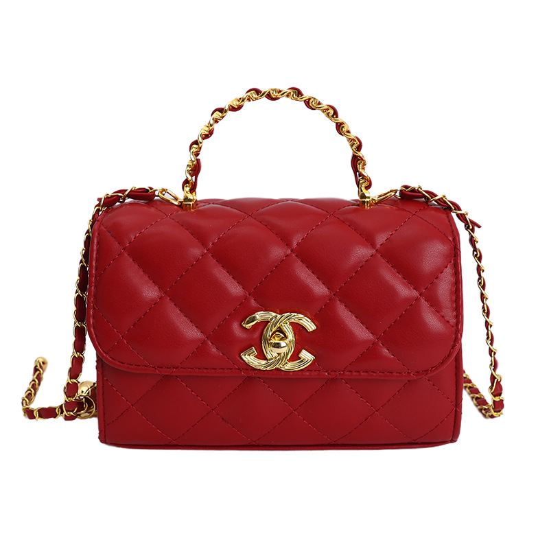 Bolso de mano de fragancia transfronteriza, moda de personalidad, bolso de hombro pequeño, bolso de cadena de rejilla inclinada de lujo ligero
