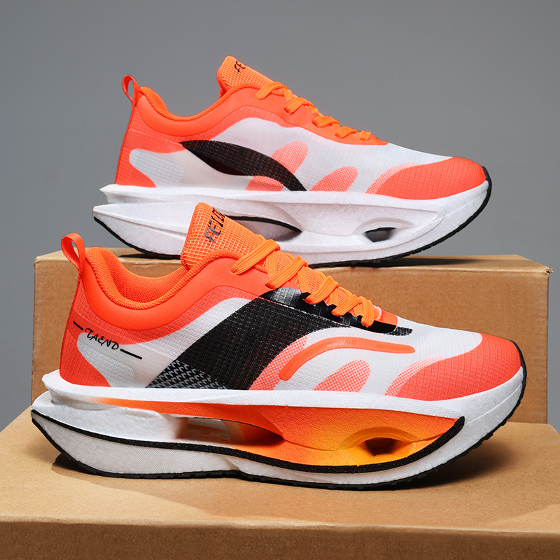 Tendencia nacional, fondo realmente explosivo, estilo de pareja, zapatos deportivos de aumento casual, zapatos para correr para estudiantes de rebote de amortiguación ultraligeros de todo fósforo para hombres y mujeres