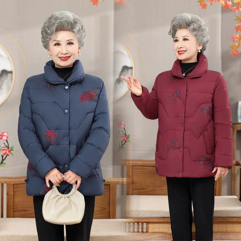 Пуховик для среднего и пожилого возраста, зимняя одежда для бабушек, 60-летняя куртка с хлопковой подкладкой для мамы, 70 лет, утолщенное теплое пальто, пальто с хлопковой подкладкой для пожилых женщин