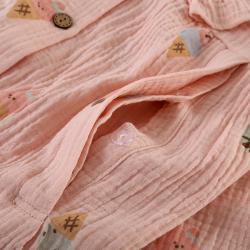 Confinement clothes spring and summer thin pure cotton crepe fabric sweat-absorbent and breathable maternity nursing pajamas long-sleeved two-piece home clothes