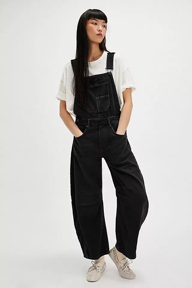 Damen Denim Latzhose Im Retro Stil Weiter Gerader Schnitt_voghion.com