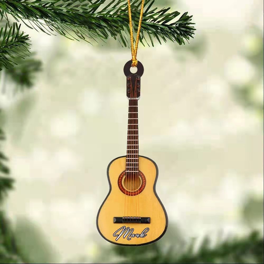 Nueva creativa personalizada mini Navidad amantes de la guitarra acrílico plana Espejo Retrovisor Del Coche adornos decoraciones image 1