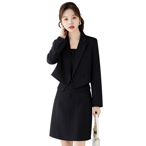 Short blazer for women, small, high-end, professional, formal, casual suit, skirt, two-piece set, spring and autumn