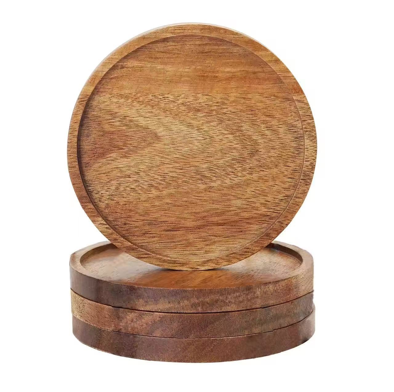 abertura de botellas de bebidas redondas de madera cerveza portátil destornillador taza de café de escritorio de madera sólida almohadilla de taza resistente a quemaduras