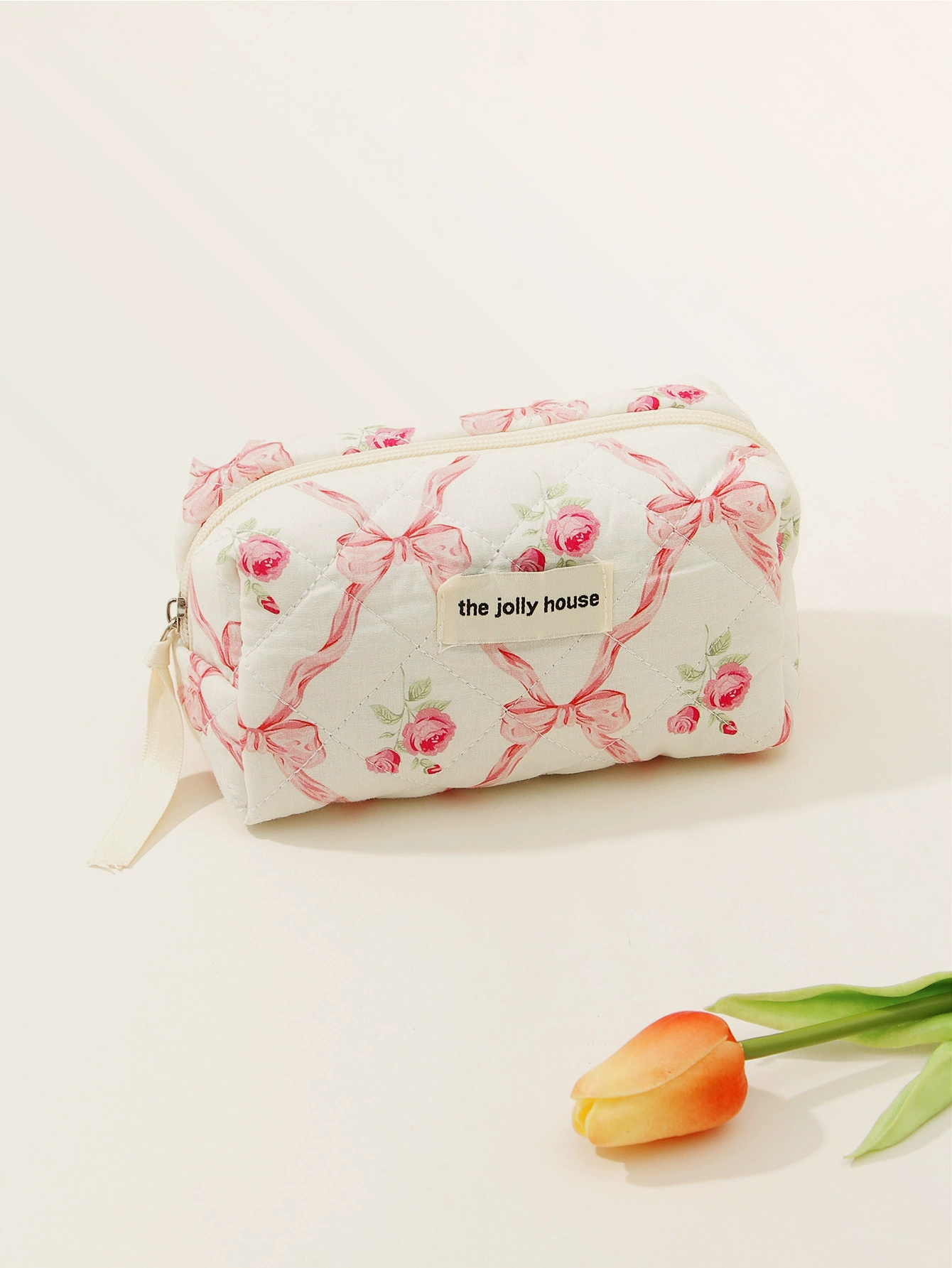 Cosmetic Bag Liner with Bow (liner) — Quilted Cotton, Large/Medium/Small Multi-Size Set