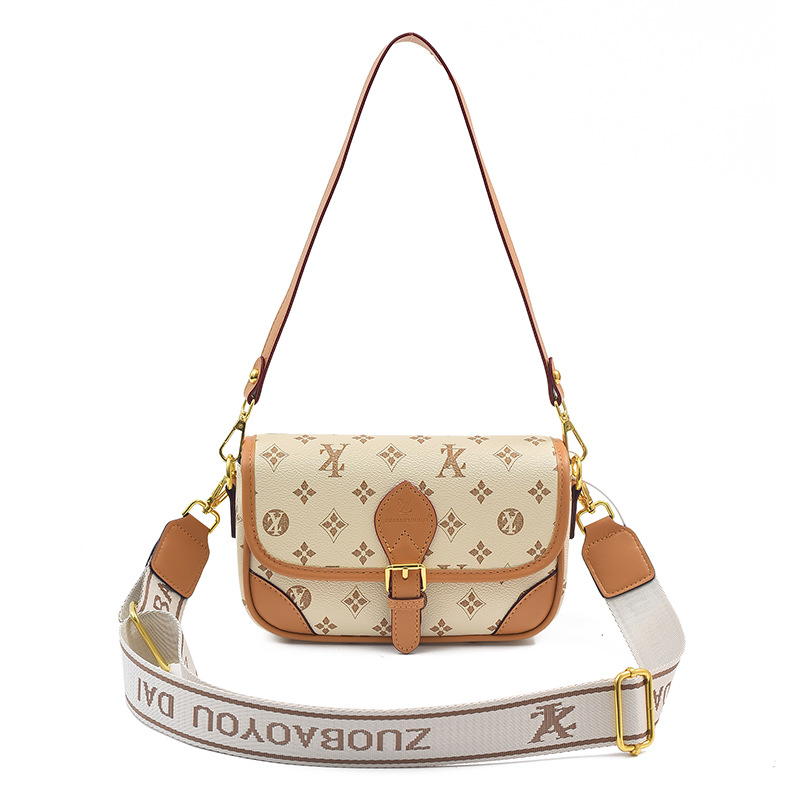 Bolso de alta calidad con textura 2025 verano nuevo bolso femenino retro color contraste bolso de hombro letra ancho bandolera
