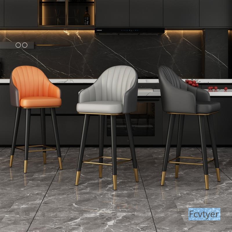 Light Luxury Bar Chair for Home Use, Four-Legged Backrest Chair, Modern Simple High Stool, Bar Front Desk Cashier Elevated Stool