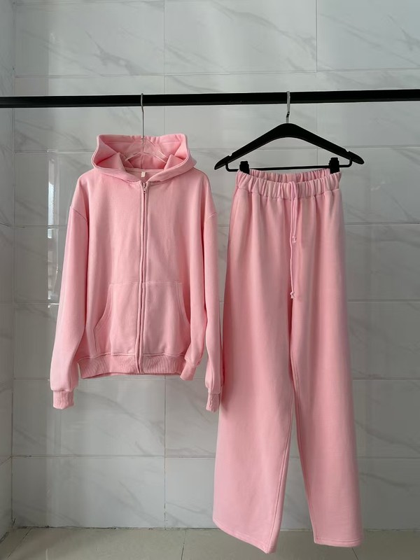 skims卡戴珊粉色休闲运动服外套时尚慵懒风拉链连帽薄绒外套卫衣|undefined
