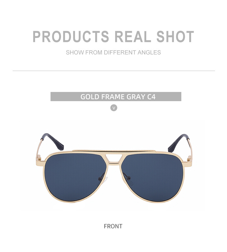 Steampunk Piloten-Sonnenbrille Oval für Herren 2026 Luxusmarke Vintage Punk Metall Outdoor Sonnenbrille für Männer Trendige Doppelbalken-Brille – Detail 14