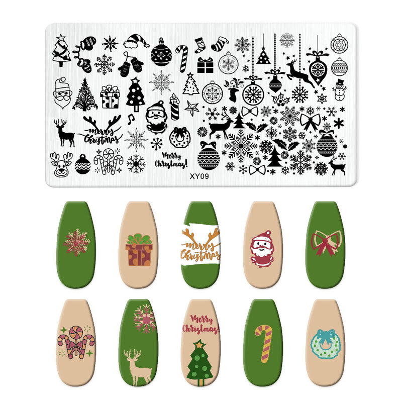 美甲印花钢板爆款雪花圣诞 NailSteelPlate转印指甲模板工具批发|undefined
