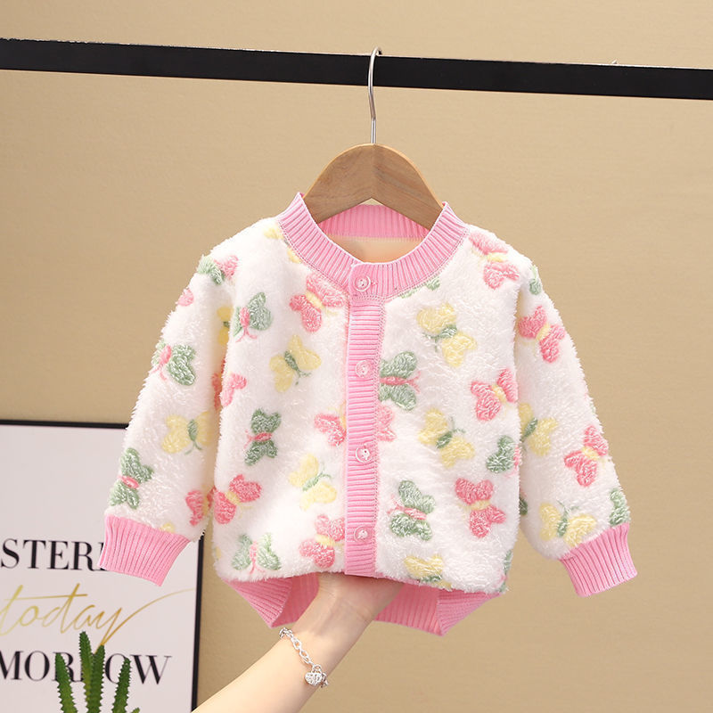 Cardigan Jacket with Double-Sided Fleece, Thickened 2025 Style, Warm Autumn and Winter Clothing for Girls and Boys, with Added Fleece Cardigan Jacket with Double-Sided Fleece, Thickened 2025 Style, Warm Autumn and Winter Clothing for Girls and Boys, with Added Fleece