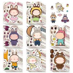 Sanliou Labubu ドレスアップステッカー、教育用男の子ハンドブックと女の子 DIY 手作り減圧楽しいおもちゃ付き