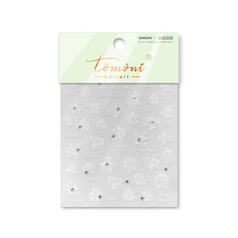 Pegatinas de uñas de diamante de cristal tomoni sin pérdida de cooperación Pegatinas de uñas vintage al por mayor Flor grande semitransparente japonesa MS507