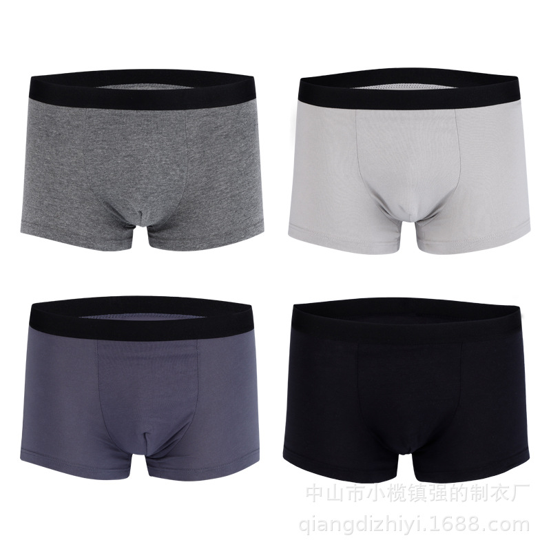 Fuente fabricante de algodón color sólido calzoncillos bóxer para hombres, transpirable y absorbente de sudor, calzoncillos de cintura media para hombres, pantalones sueltos de gran tamaño para jóvenes