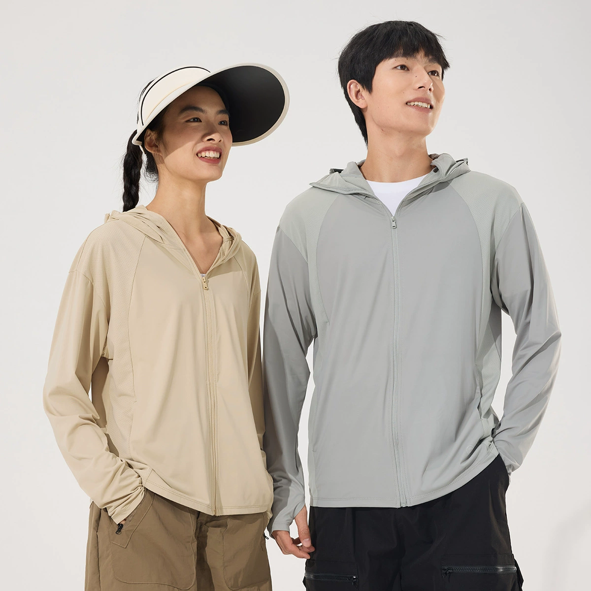 Летняя солнцезащитная одежда из ледяного шелка для пар, легкая, дышащая, с защитой от ультрафиолета UPF50+, съемная солнцезащитная одежда с виниловым козырьком