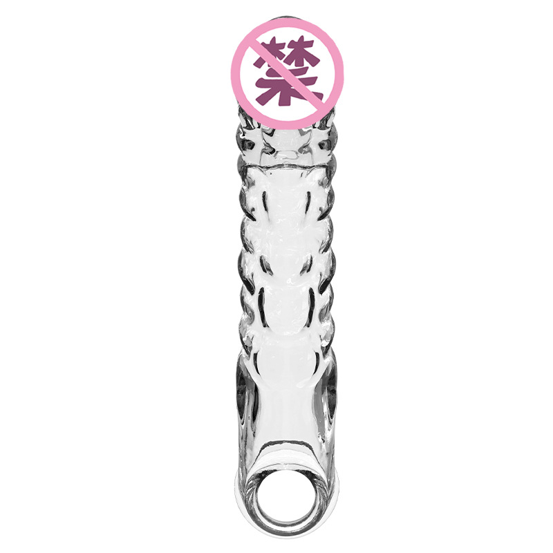 Vibrating Lock-On Penis Sleeve Extender, TPE Male Delay Sleeve, Manual Control — detail image 13