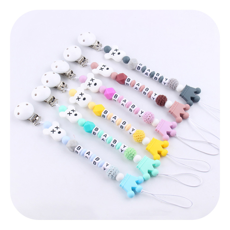 Baby Planet pacifier clips juguetes de dibujos animados violentos osos goma puede DIY nombre de bebé pacifier cadena de cadena anti-caída