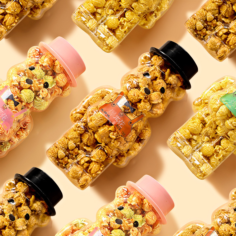 Bear Brand Canned 128g Popcorn Wholesale American-Style Spherical Caramel Cream Fruit-Flavored Corn Snacks for Commercial Use Bear Brand Canned 128g Popcorn Wholesale American-Style Spherical Caramel Cream Fruit-Flavored Corn Snacks for Commercial Use