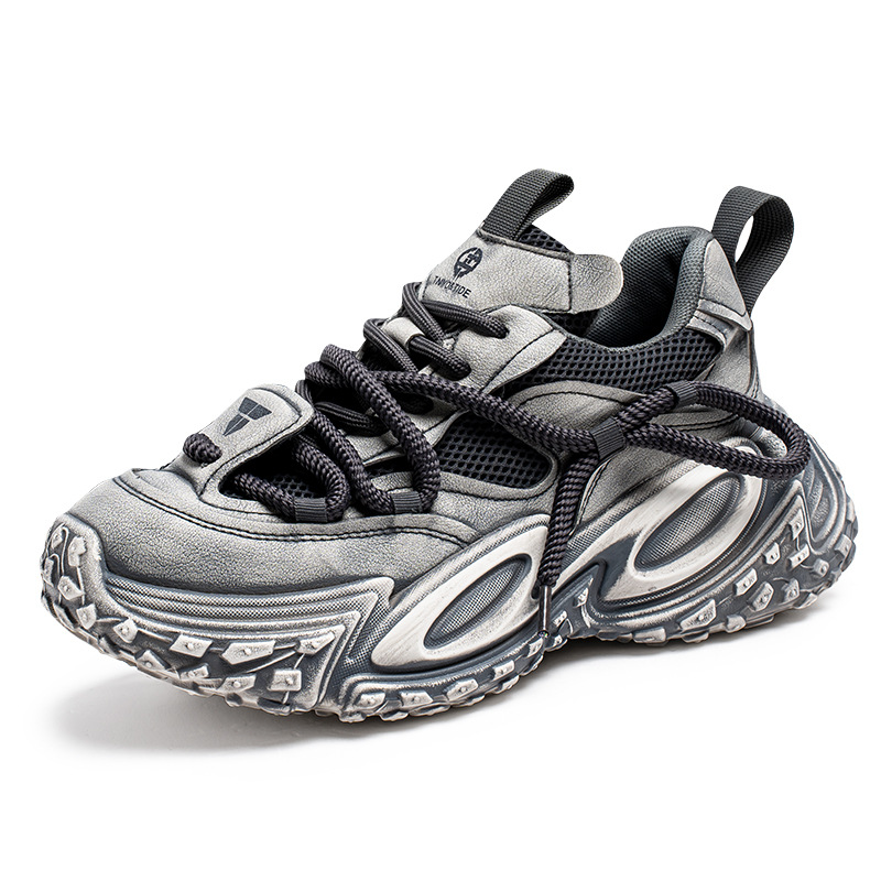 Estación europea zapatos de hombre de cuatro estaciones, malla de primavera, zapatos deportivos casuales transpirables, zapatos de fondo grueso para estudiantes de todo fósforo