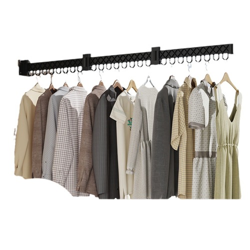 Balcony invisible wall-mounted clothes rack without drilling, home invisible hanging clothes bar for outdoor folding clothes