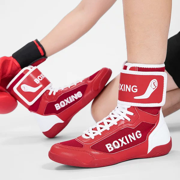 Professional Wrestling Shoes for Men and Women, High-Top Boxing Shoes, Fighting Training Shoes, Long Boots, Muay Thai Fighting Fitness Mesh Shoes