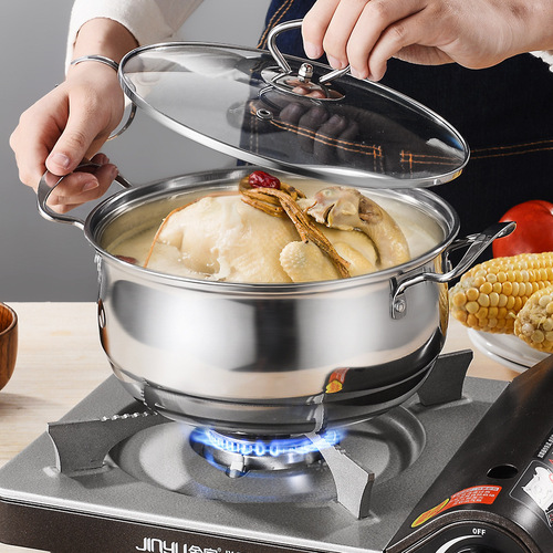 Factory direct supply 430 stainless steel pot three-piece set soup pot milk pot wok set pot multi-purpose gift Southeast Asia