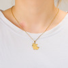 Fashionable universal golden necklace stainless steel, chain, set, earrings, suitable for import, 3 piece set