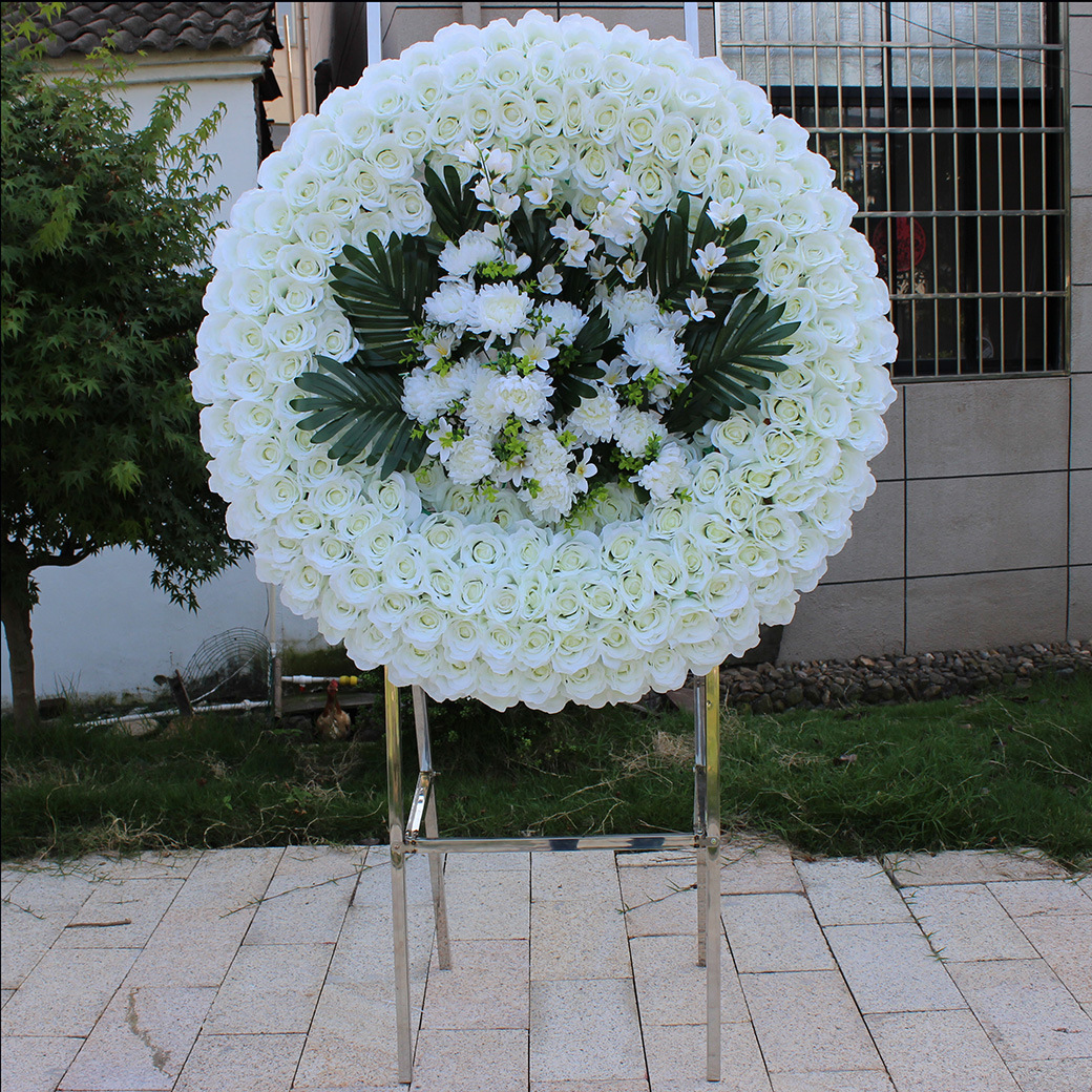 Stainless steel simulation wreath 1 meters of rose silk wreath…