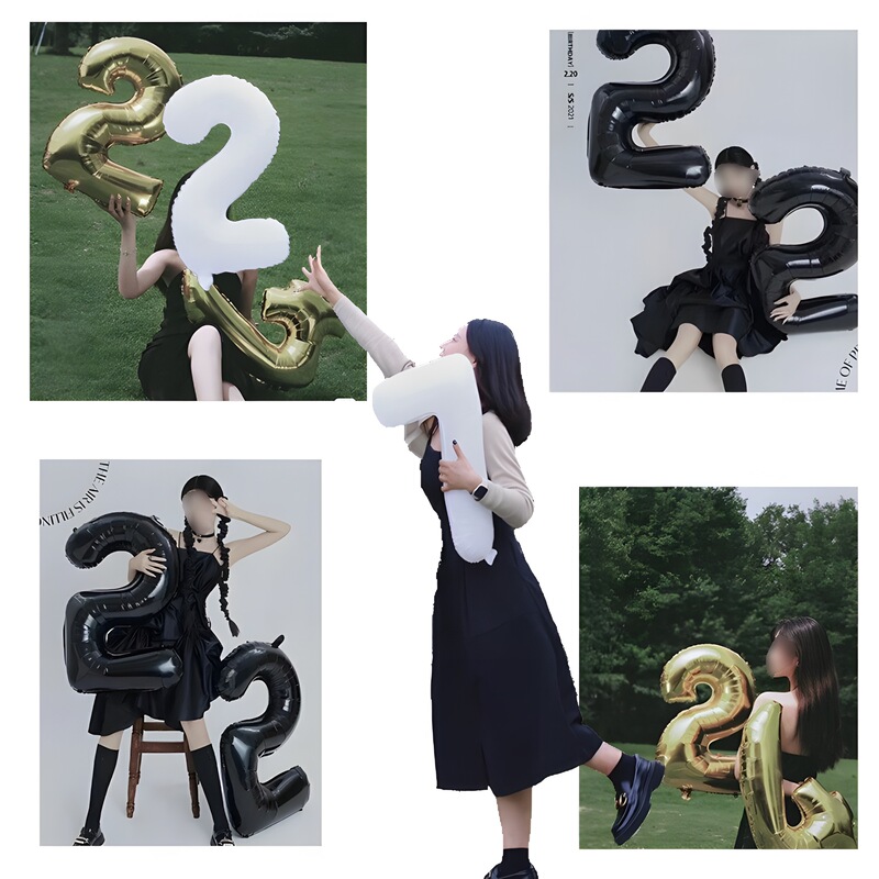 Xiaohongshu Popular 32inch Digital Aluminum Film Balloon Birthday Party Scene Decoration Wholesale Magic