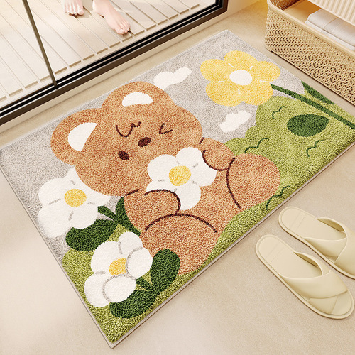 Cartoon bathroom rug imitation cashmere bath mat absorbent footer mat household toilet wear-resistant door mat one-piece dropshipping