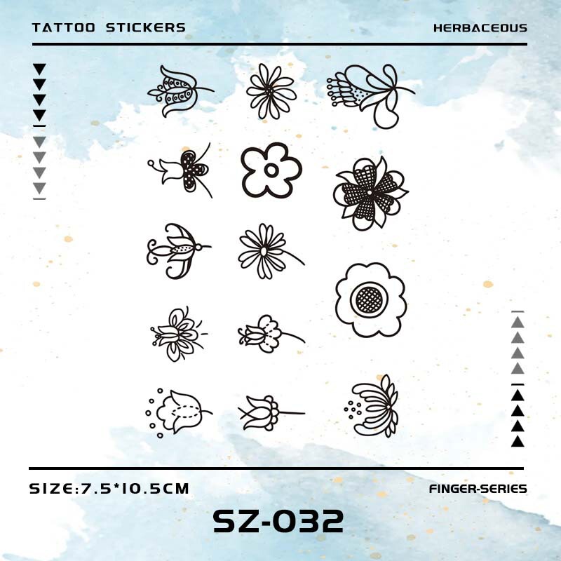 Simple Floral Herbal Tattoo Stickers, Personalized Finger Stickers, High-End Realistic Tattoo Color, Waterproof and Rub-Resistant, Trendy