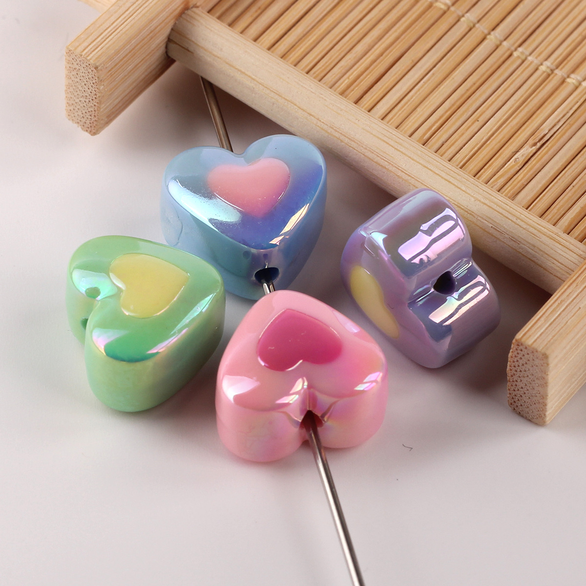 5g Weight Beads Jewelry Making Type DIY Ornament Accessories Classification 1 Piece Quantity Acrylic Material Heart Shape Pattern All Seasons Season Plating Design Simple Style Style 1 Piece Acrylic Heart Shape Beads DIY Ornament Accessories 1