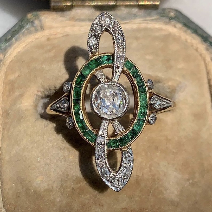 TEMU Cross-border Hot Sale New Retro Alloy Inlaid Zircon Ring European and American Women's Engagement Ring Factory Direct Sale