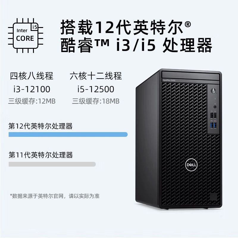 Подходит для Dell Optiplex 3000MT коммерческий офисный системный блок I3-12100 8GB 256GB SSD