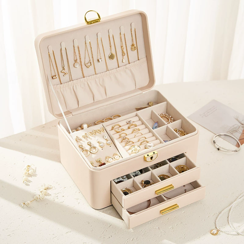 Новый водонепроницаемый пылезащитный чехол для хранения большой емкости с замком Премиум многофункциональный серьги кольцо ожерелье Ювелирный ящик для хранения