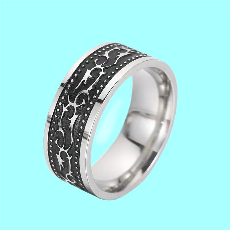10g Weight Rings Classification 1 Piece Quantity Holiday, Banquet, Selfie Occasion 304 Stainless Steel Material Geometric, Waves Pattern All Seasons Season Unisex Gender Retro Style Retro Geometric Waves 304 Stainless Steel Unisex Rings Men Band Rings 17