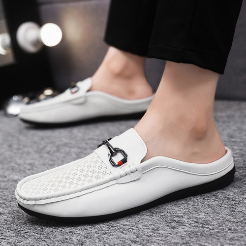 Men's breathable casual half-slippers with soft soles, men's slip-on loafers, wholesale popular business shoes