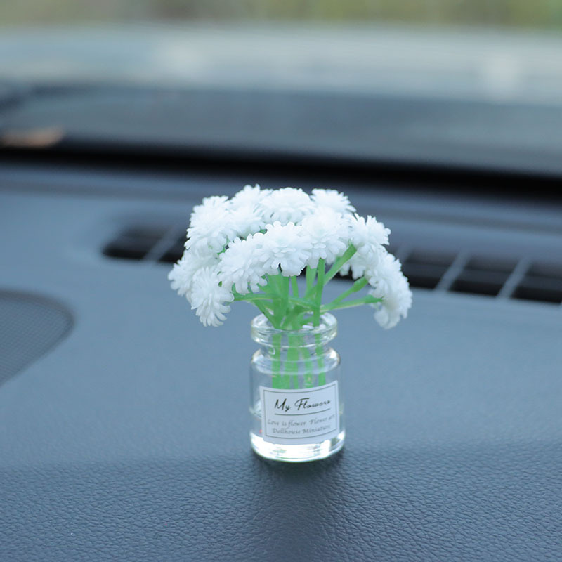 Red de Internet jarrón fresco flor casa de muñecas mini interior de coche consola central decoración de coche decoración de coche espejo cruzado simple